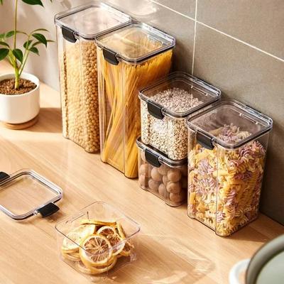 Высококачественная герметичная банка для хранения продуктов, прозрачный пластиковый кухонный органайзер, емкость для зерновых, штабелируемое сухое герметичное хранение