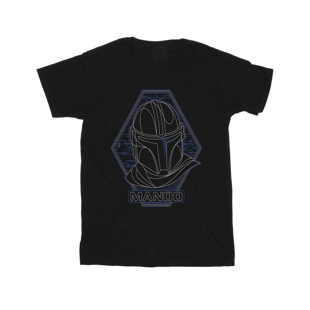 Star Wars Mens The Mandalorian Outline Helm Diamond T-Shirt