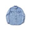 Li Ning Plain Loose Wash Denim Long Sleeve Shirt Men Shirts Light-Blue ASHU037-1