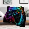 Neon Gaming Controller Wall Art PrintBlanket Flannel Throw Blanket for Sofa, Bed, Travel, Camping, Office, Couch, Chair, And Bed Gift for Ch