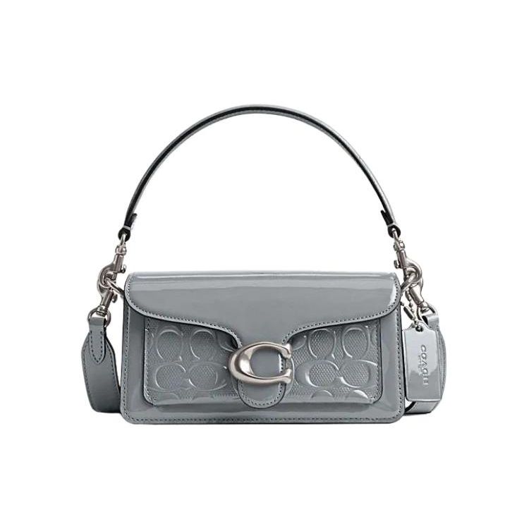Coach Tabby 20 Embossed Classic Logo Flap Hardware Leather Handbag Women handbag Gray Blue CM556-LHN19