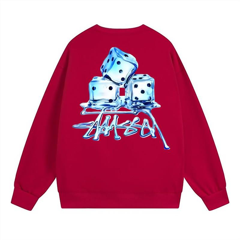 Classic Print Hoodie Mens Loose Fit Crewneck Cotton Sweatshirt Casual Wear