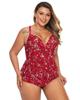Azura Exchange Red Print Moulded Cups Peplum Plus Size Bikini