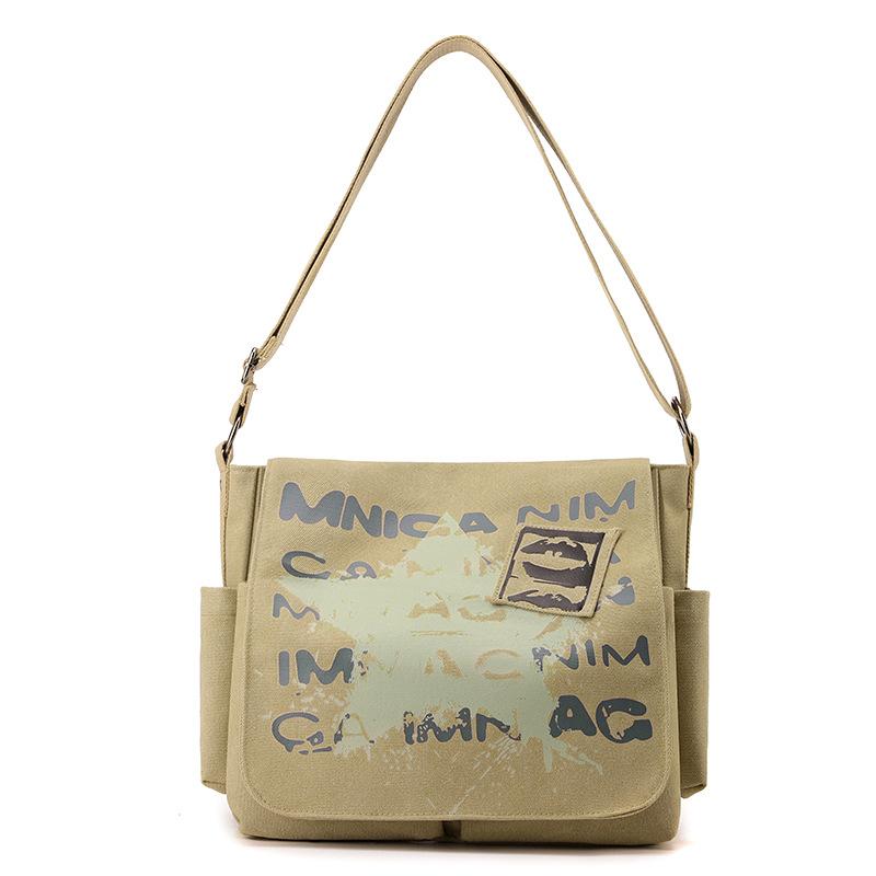 Мужская холщовая сумка, повседневная, носимая, с принтом, сумка через плечо, большая вместимость