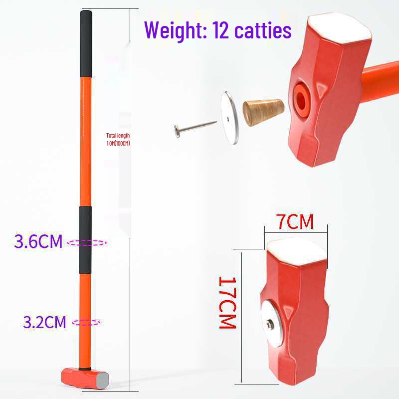 Сверхпрочный большой кувалда: Взрывозащищенный стальной молоток каменщика, восьмигранный, с ручкой, для колки камня и стен.