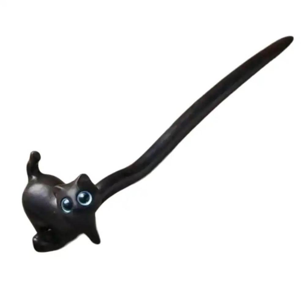 Wooden Sandalwood Cat Hairpin Vintage Blackwood Kitty Hair Stick Exquisite Boys/Girls
