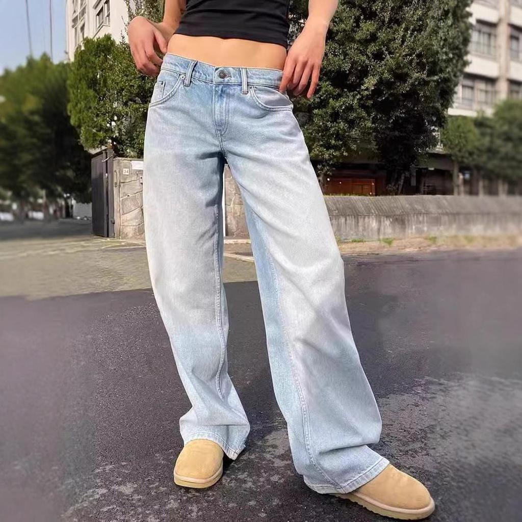 European & American Washed High Waist Wide Leg Jeans