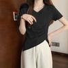 Irregular Split Short Sleeve T-shirt Women's Summer Unique Chic Short Top