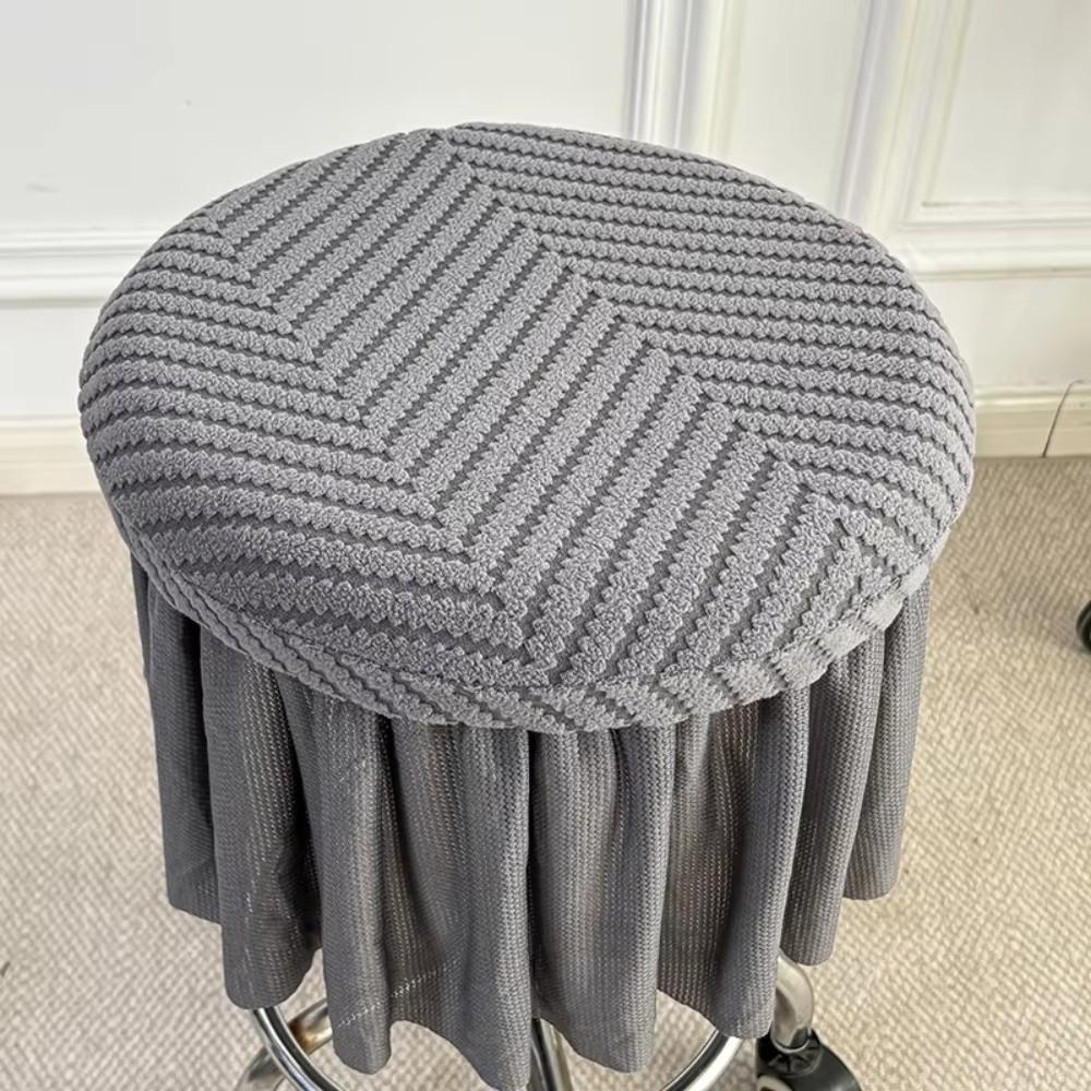 New Full-Coverage Bar Round Stool Cover Elastic Thickened Round Chair Cover with Skirt Hem Washable Stool Cushion Cover