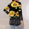 Женская повседневная футболка с v-образным вырезом и семью рукавами, пуловер с половиной молнии и принтом подсолнечника