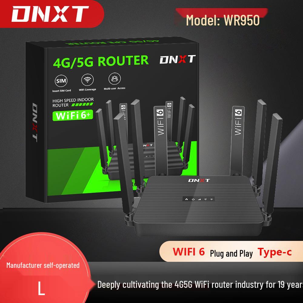 4G WiFi6 Wireless Router with Optional Battery, Foldable Antenna, 4 Network Ports, and Card Slot for Russia and Americas