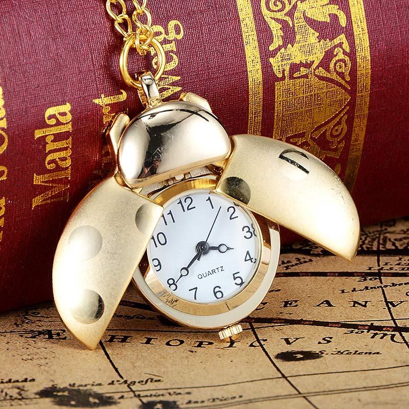 Кулон кварцевые часы "Божья коровка" на цепочке