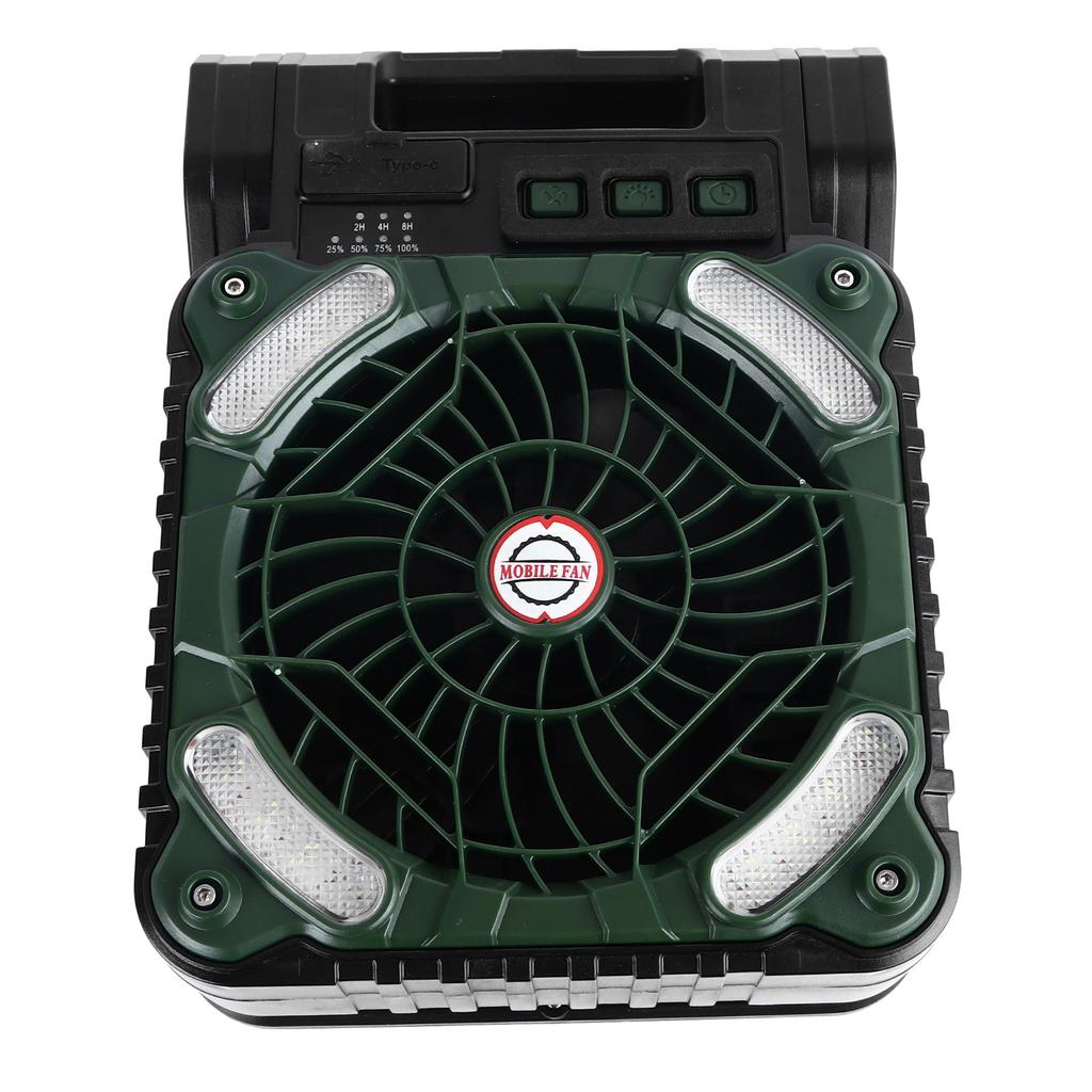 Solar Fan 5200MAH Type C Charging 4 Speed Adjustable Brushless Motor 4.5m/s Low Noise LED Timer
