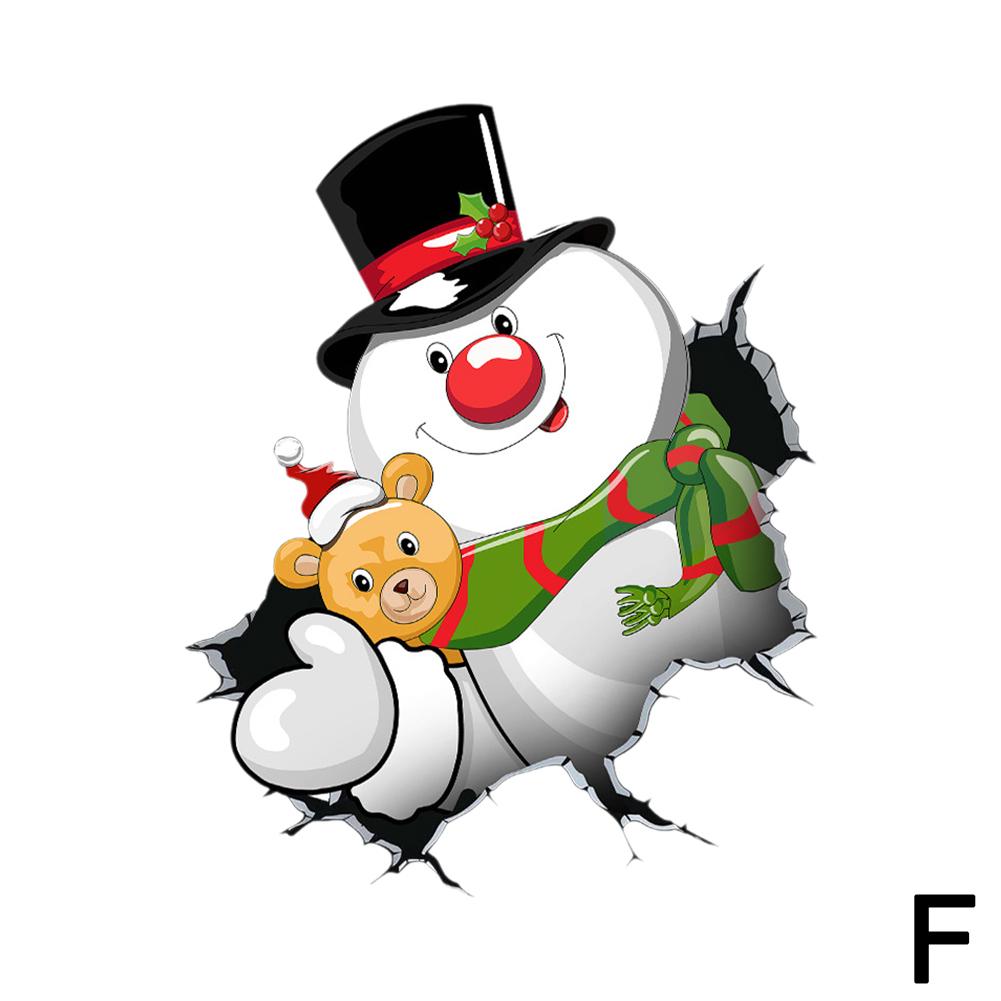 Рождественские наклейки на автомобиль Санта-Клауса и снеговика, водонепроницаемые виниловые наклейки на заднее лобовое стекло автомобиля, украшения для окон и кузова