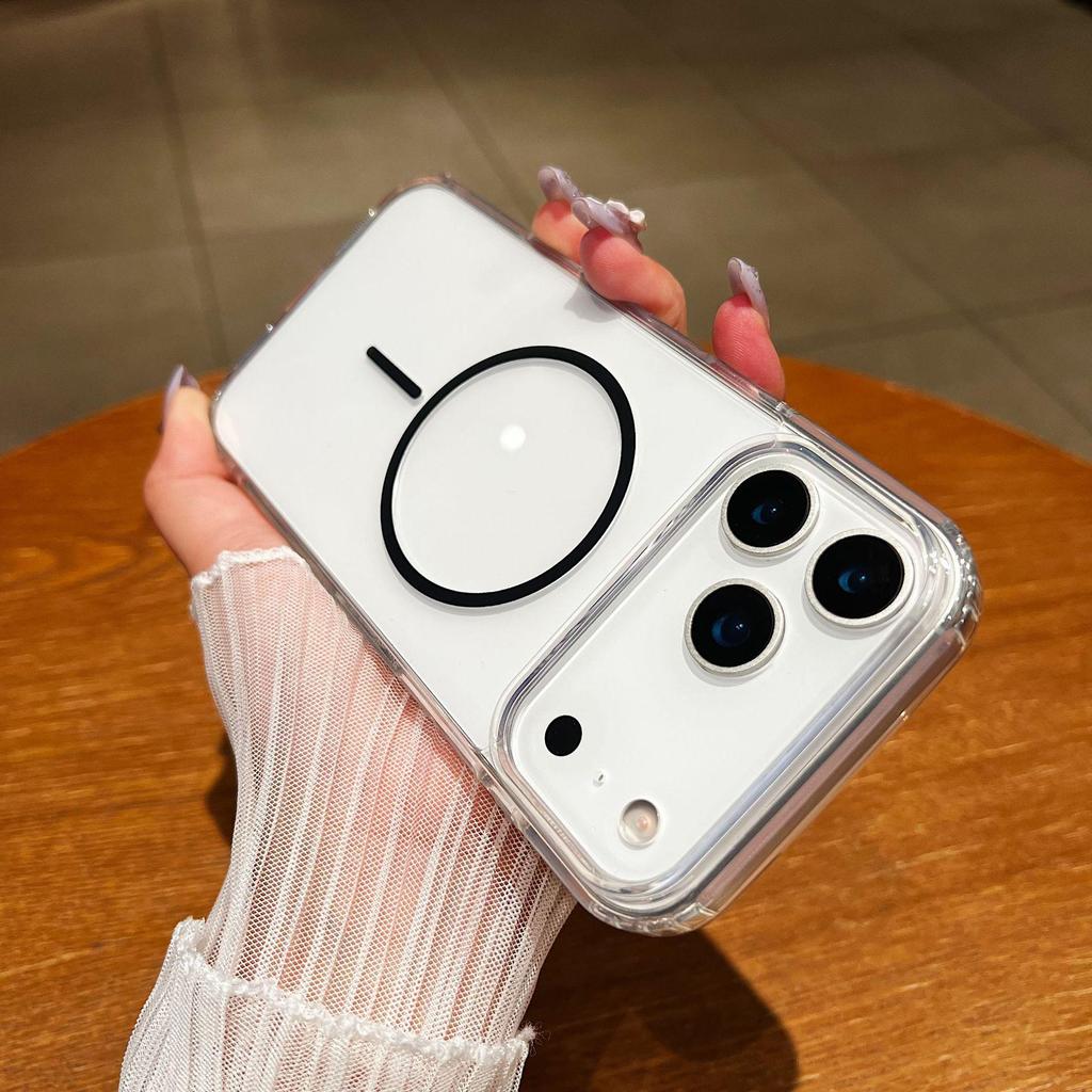 Прозрачный магнитный чехол для телефона Apple 17 Pro/16 Plus - Полное покрытие, Защита от падений, Совместимость с беспроводной зарядкой.