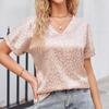 Women's Fashion Summer Casual Leopard Print Short Sleeve V-Neck T-shirts and Tops