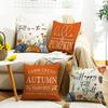Autumn New Pumpkin Letter Elements Small Fresh Linen Waist Cushion Cover Sofa Decoration