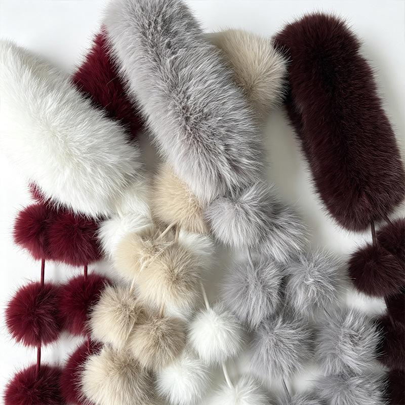 Customized autumn and winter imitation fox hair scarf with hairball plush versatile long scarf thickened warm plush shawl