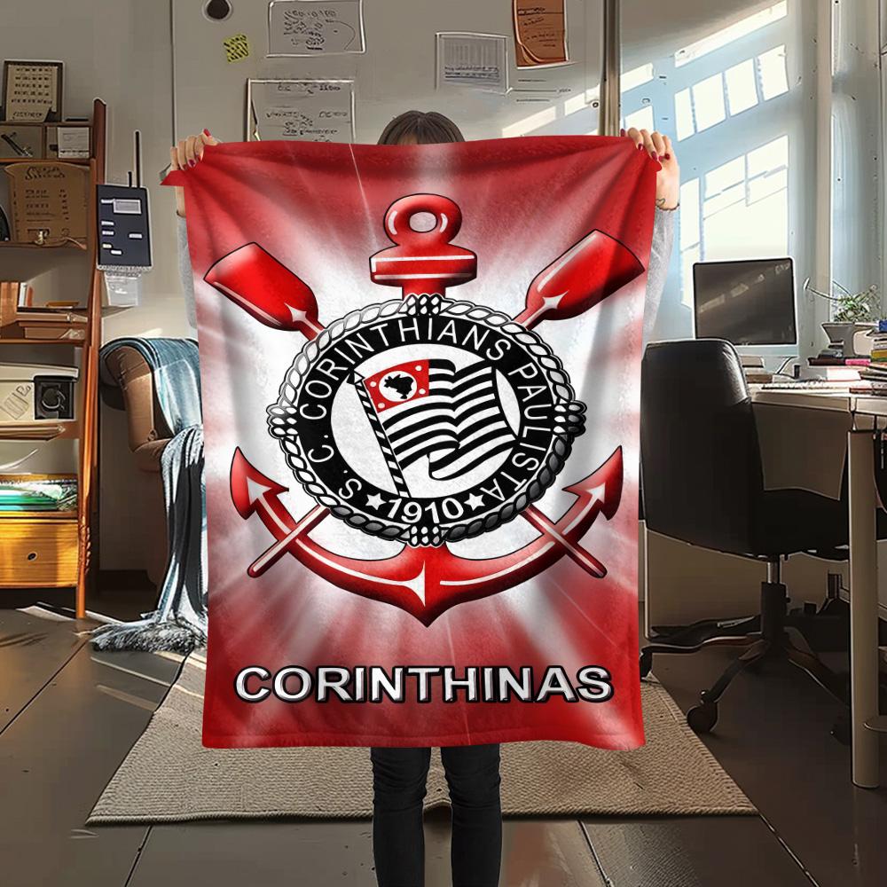 1Pc SC Corinthians Paulista Print Flannel Blanket High Quality Warm Comfortable Cover for All Seasons Perfect for Gifts Home Decor