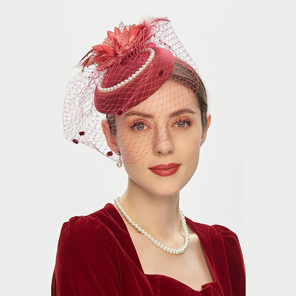 Шляпы 20-х 50-х годов, винтажные чародеи для женщин, шляпы для чаепития с повязкой на голову с сетчатой ​​вуалью из перьев