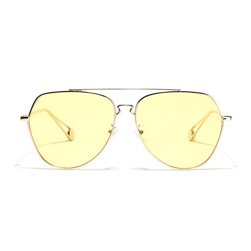 Цветные линзы Очки Ретро Двойная перекладина Авиаторы Женские Жемчужные Металлические Солнцезащитные очки Мужские
