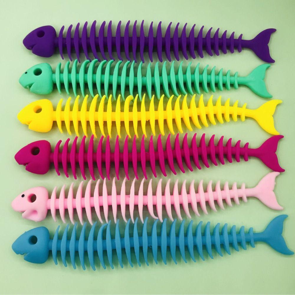 Silicone Silicone Fish Bone Stretch Fish Bone Squeeze Ghost Fish Bone Fidget Toys  Office Workers