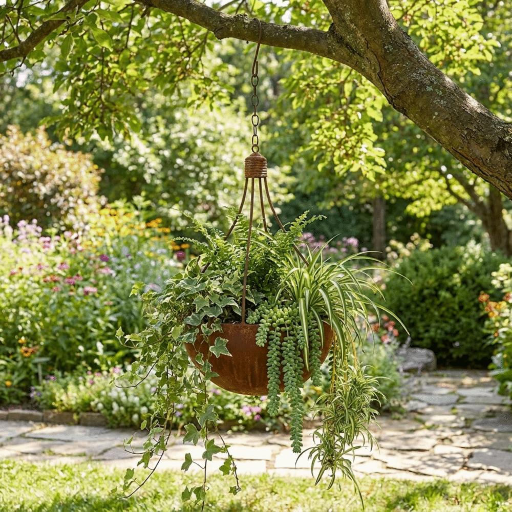 Lightweight Hanging Flower Vase Decorative Metal Hanging Planter Plant Pot Outdoor Dried Flower