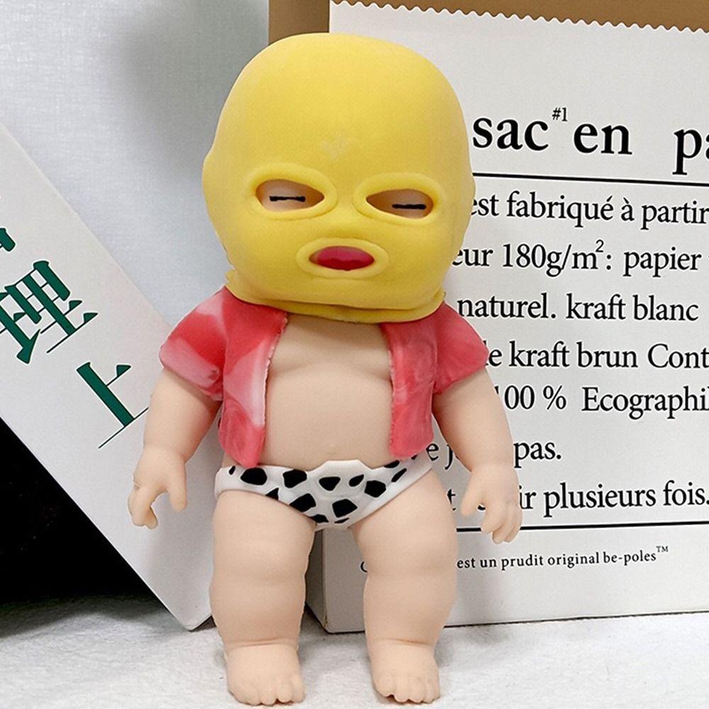 TPR Cartoon Fidget Toy Silicone Pinch Decompression Toy Masked Doll Squeeze Toy  Kids Tricky Doll