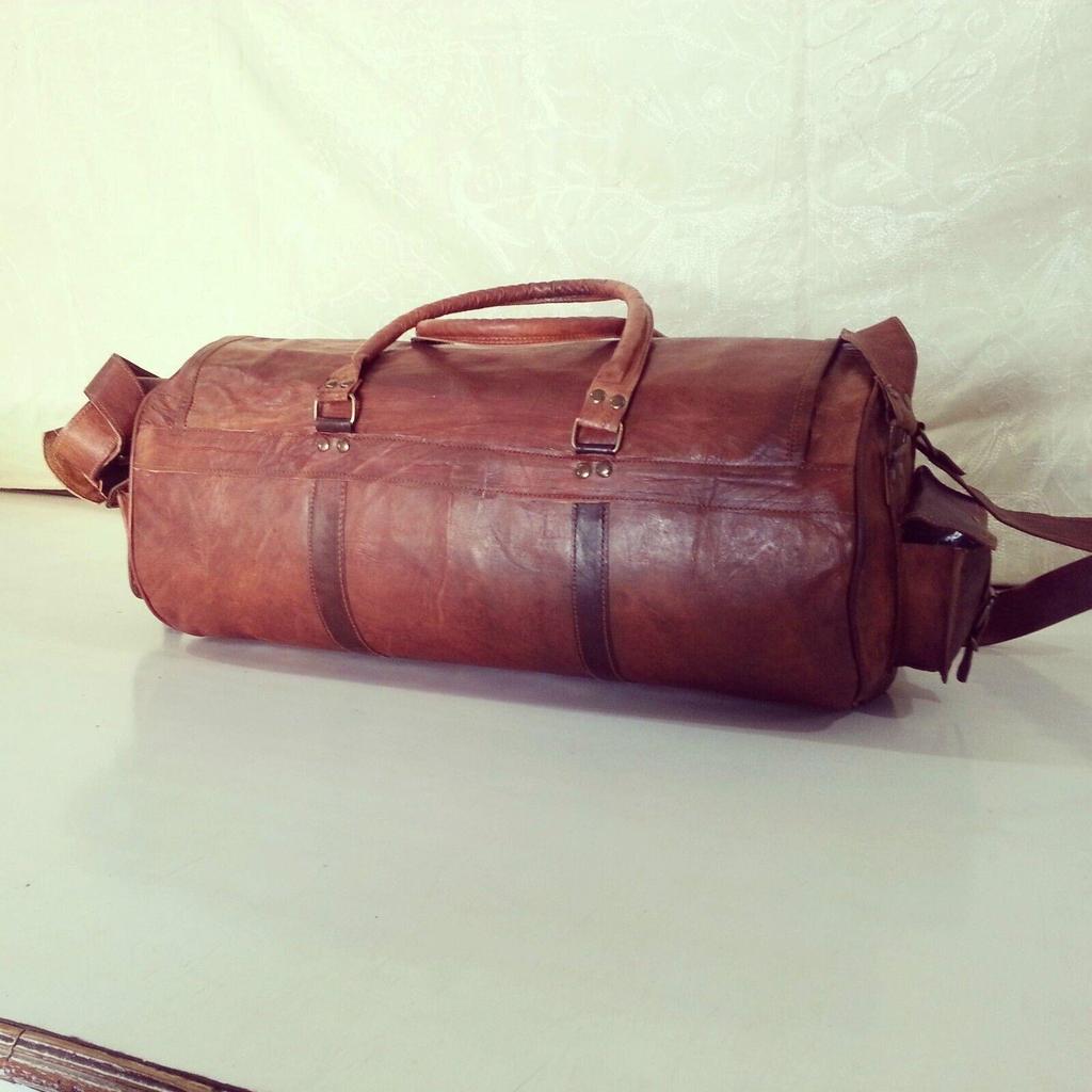 Кожаная натуральная дорожная сумка Duffle Gym Men Vintage Bag Overnight Weekend