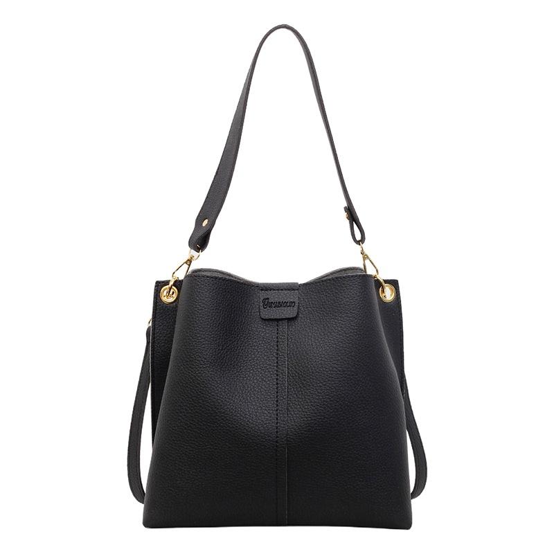 Large-capacity Bucket Bag Women's New Fashionable Autumn Versatile Broadband Shoulder Bag Simple Texture Messenger Bag