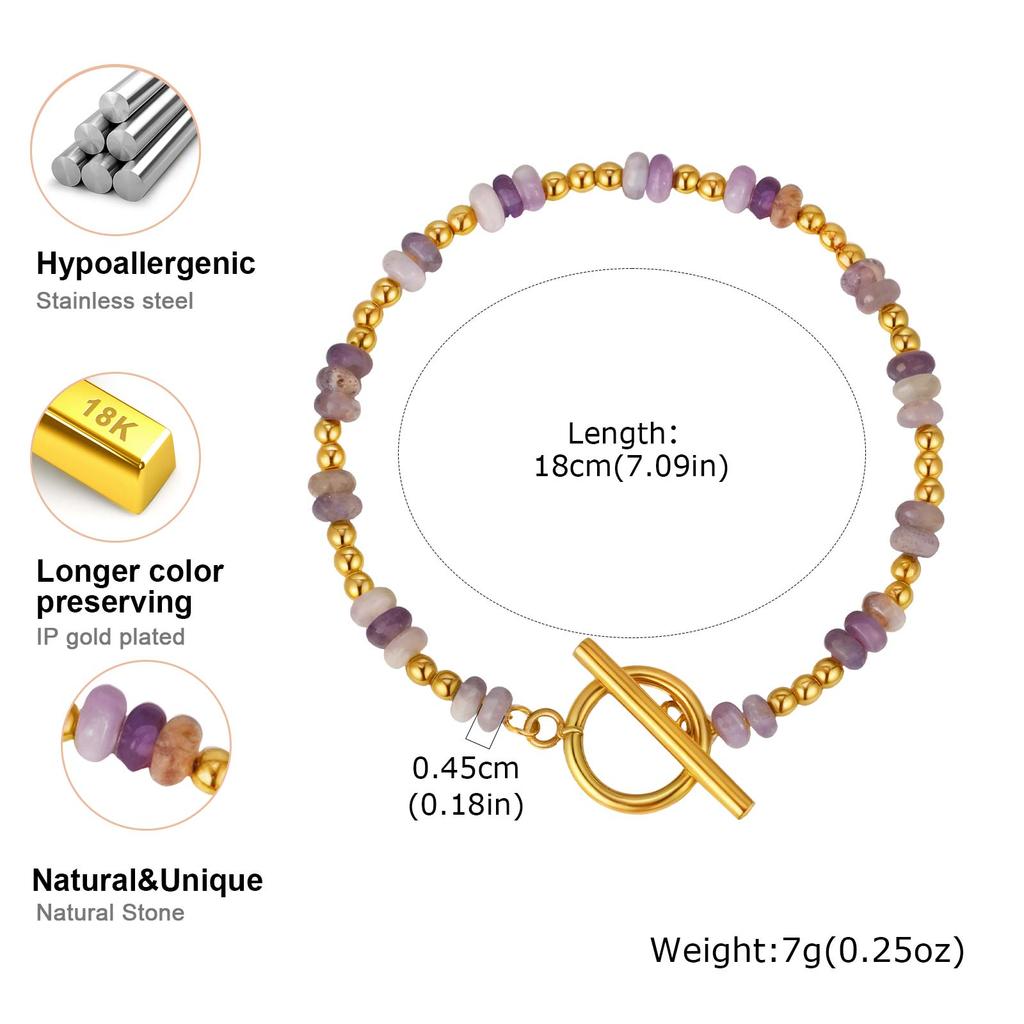 Бохо Браслет из Натуральных Камней и Бусин для Женщин Застежка-Тогл Цепочка из Хрустальных Бусин Шикарный Дизайн Ювелирные Изделия из Нержавеющей Стали Подарок