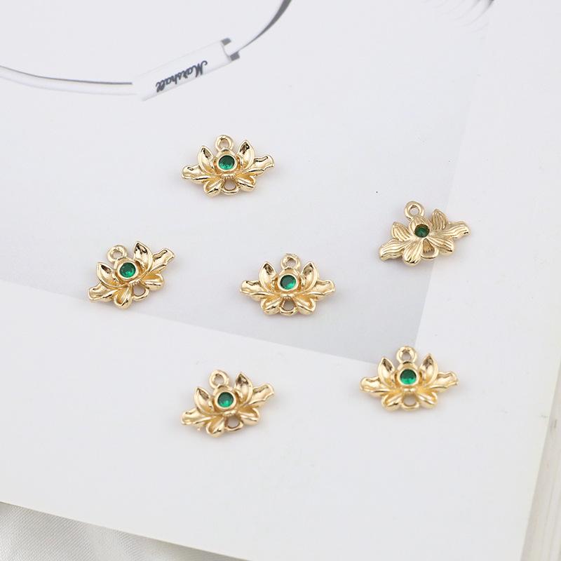 Медный лотос циркон подвеска кисточка заколка аксессуар 10x15мм