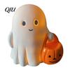 Ghost Figurine with Night Light Halloween Holding Pumpkin Figurine, Spooky Statue Light, Resin Ornament for Desk Tabletop Centerpiece LED Lamp