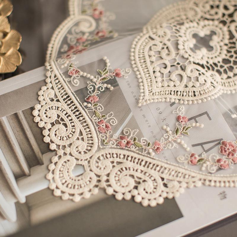 Французский романтический овальный кружевной вышитый подстаканник для спальни, кабинета, кухни, чашки, столика, салфетки для еды, фруктов, рождественского украшения