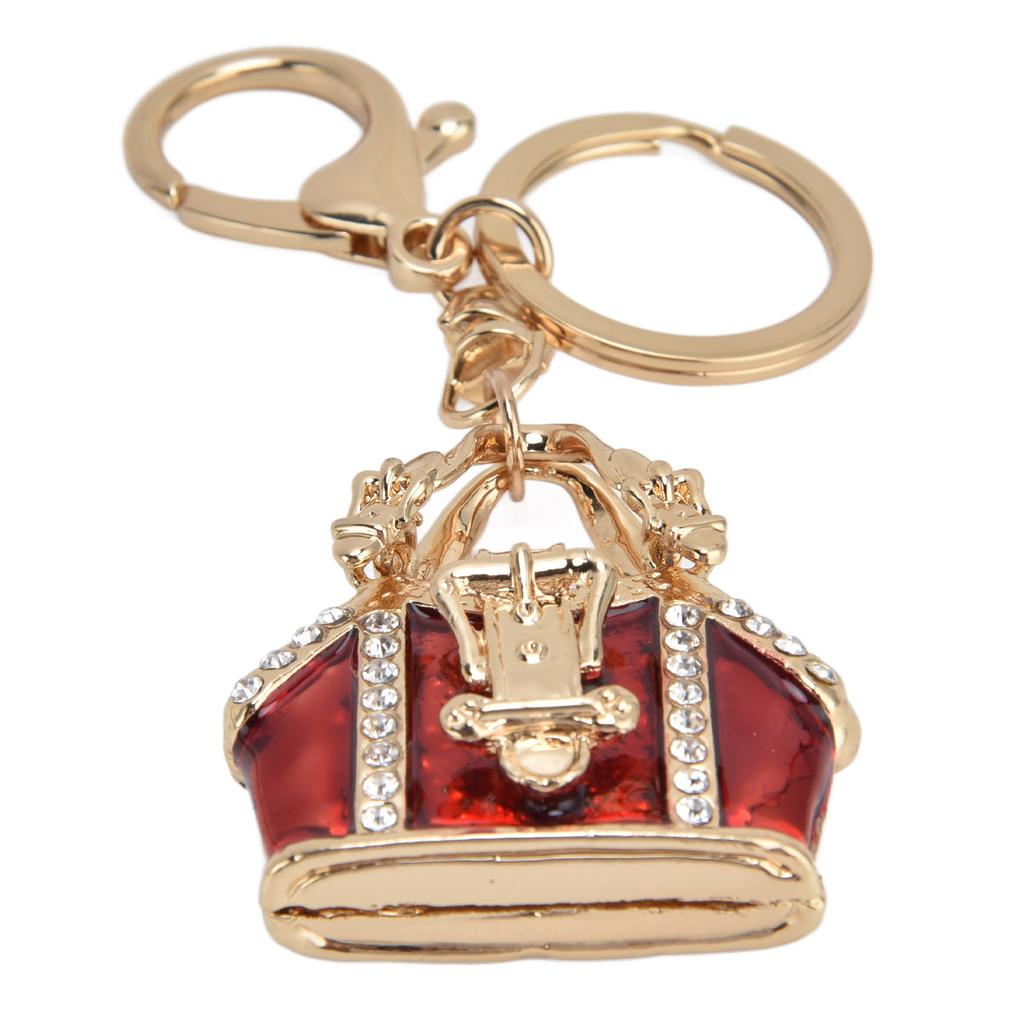 Women Keychain Diamante Handbag Personalised Keyrings for Women Girls Car Key Ring Crafts BagsRed