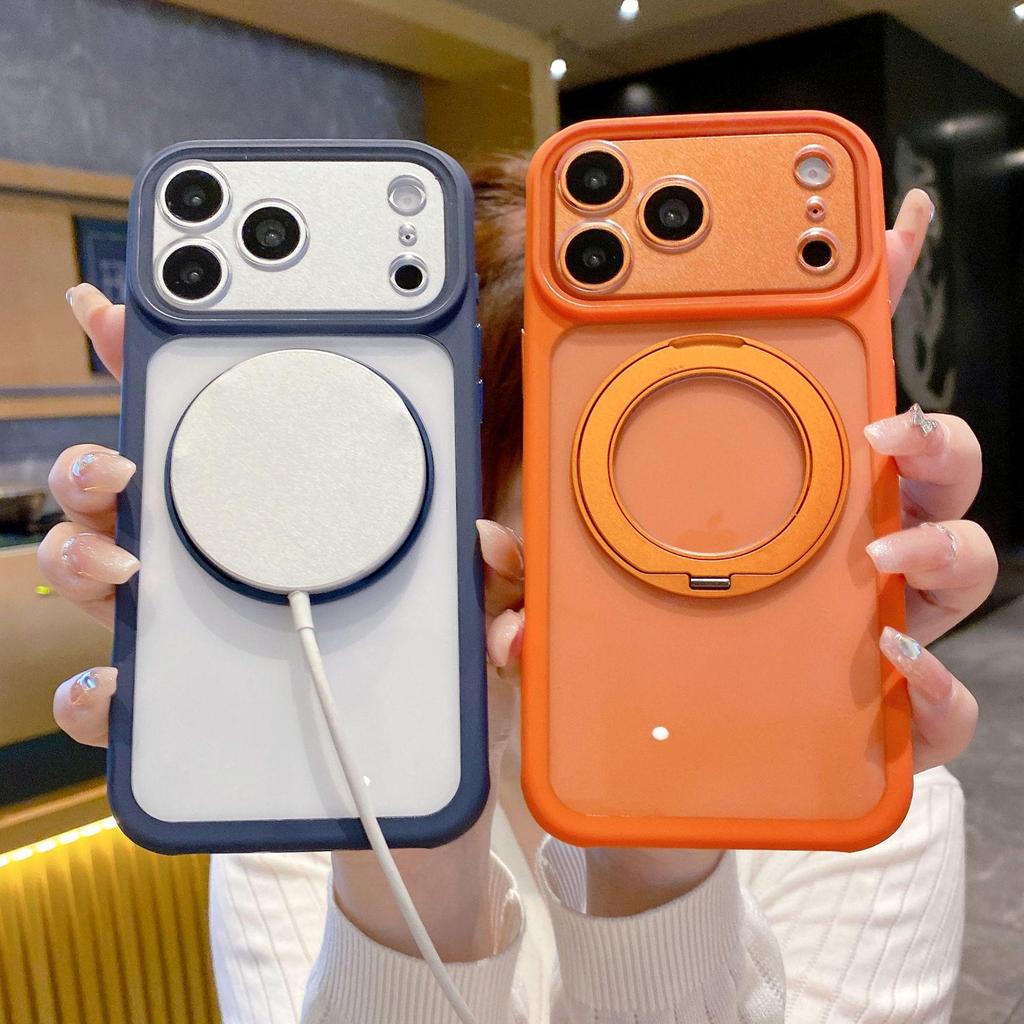 Apple iPhone 16 Pro Max Магнитный чехол высокой прозрачности с вращающейся подставкой и защитой точных отверстий