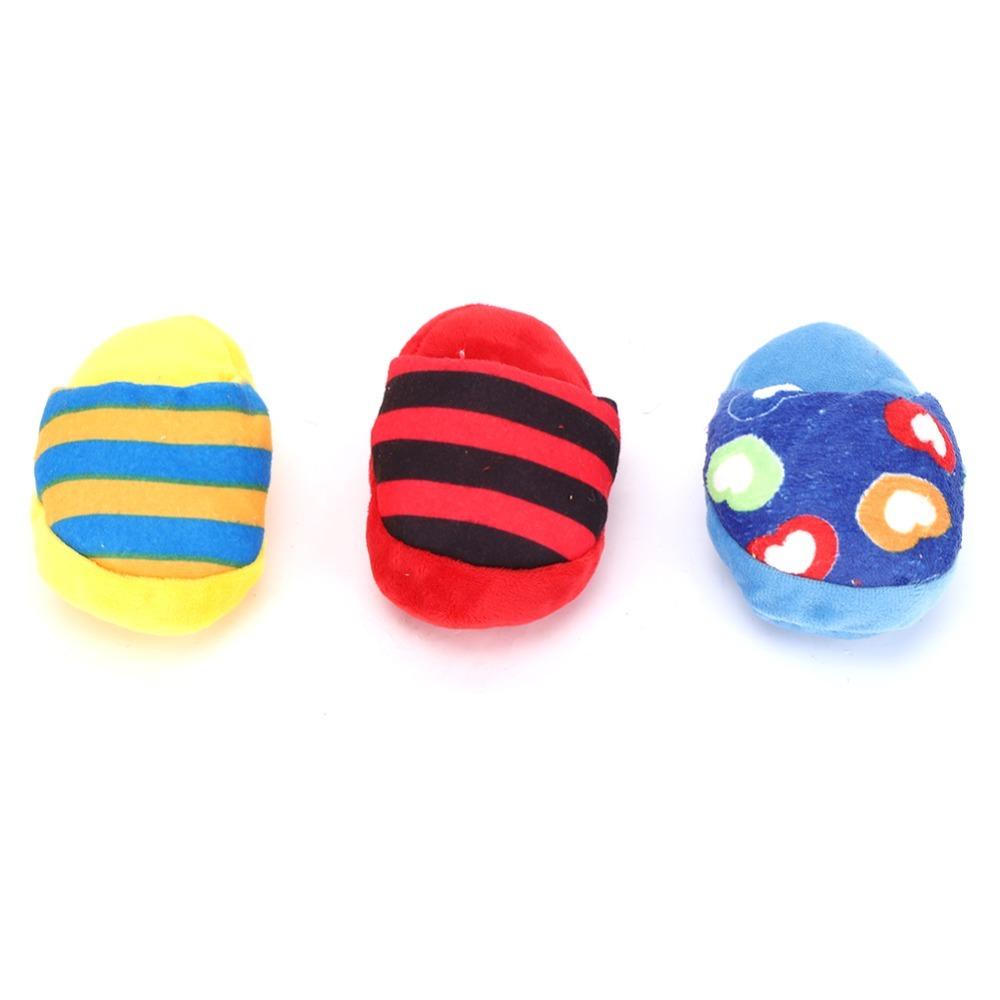 3PCS Long Lasting Plush Squeaky Toy Colorful Stripe Interactive Dog Toy Boredom Relief