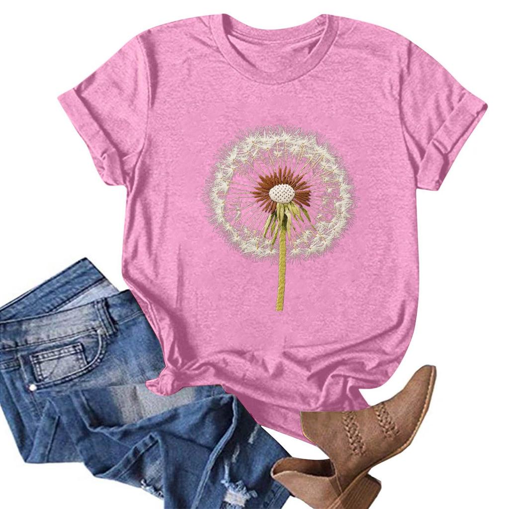 Женская модная повседневная футболка с круглым вырезом и принтом, пуловер с короткими рукавами, топ