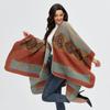 Women's Fashion Cape Autumn and Winter Shawl Vintage Slit Pashmina Thicken Warm Cloak