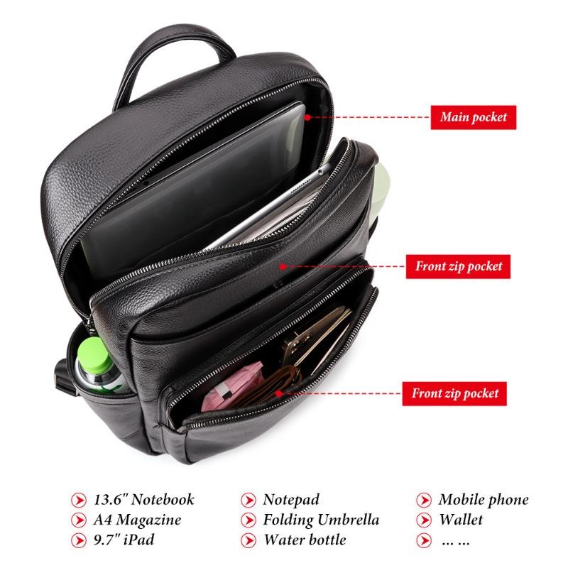 Большая вместимость мужского кожаного плечевого рюкзака Baotou Layer Cowhide Business Backpack для отдыха и путешествий