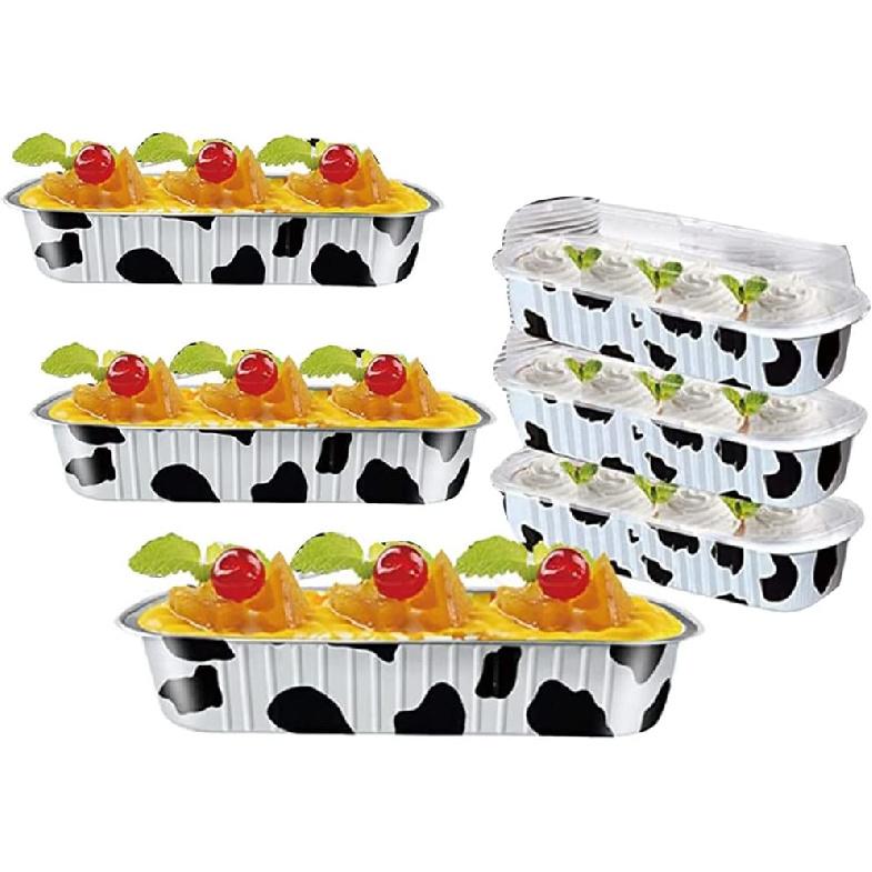 Мини-формы для выпечки из алюминиевой фольги 6,8 унции с крышками, прямоугольные бумажные формы для выпечки, формы для маффинов, многоразовые формы для выпечки, мини-формы для выпечки, держатели для форм цвета коровы