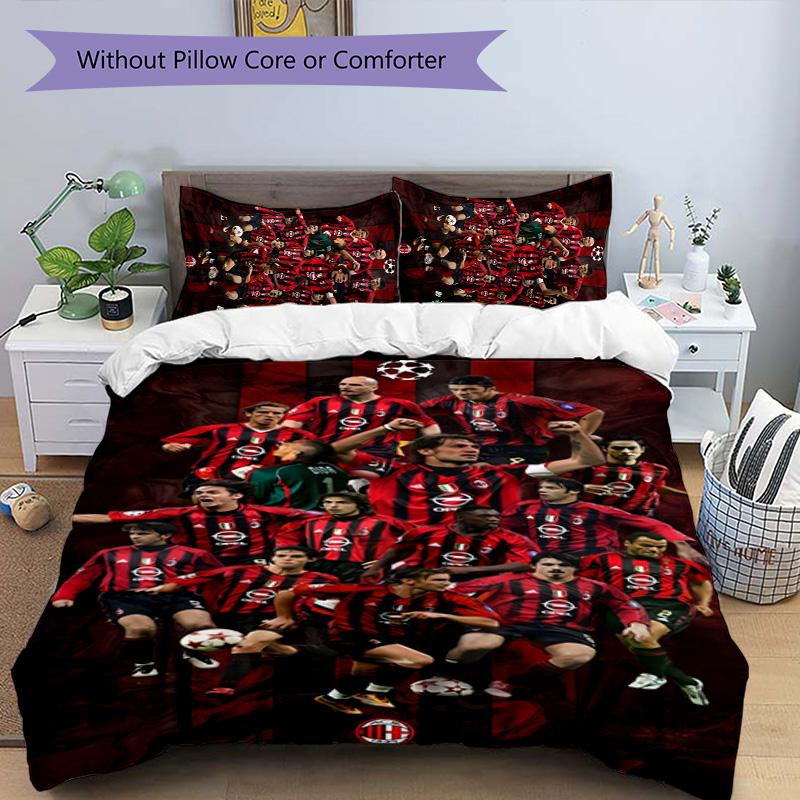 3pcs A-AC Milan Design Cover Set - HD Printed Bedding with 1 Cover and 2 Pillowcases - Perfect for Home and Dorm Decor