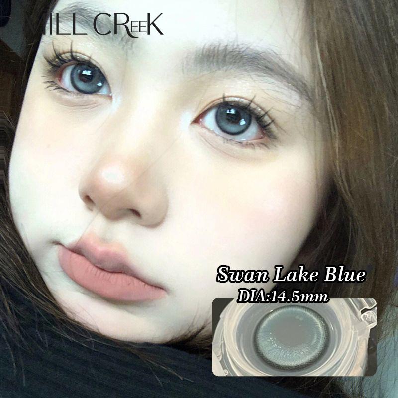Mill Creek Color Contact Lenses with Grade Cosmetics Korean Beauty 14.5MM 0 Power Natural Color Diopter Eye 2pcs Annual Use Myopia Contact Lenses