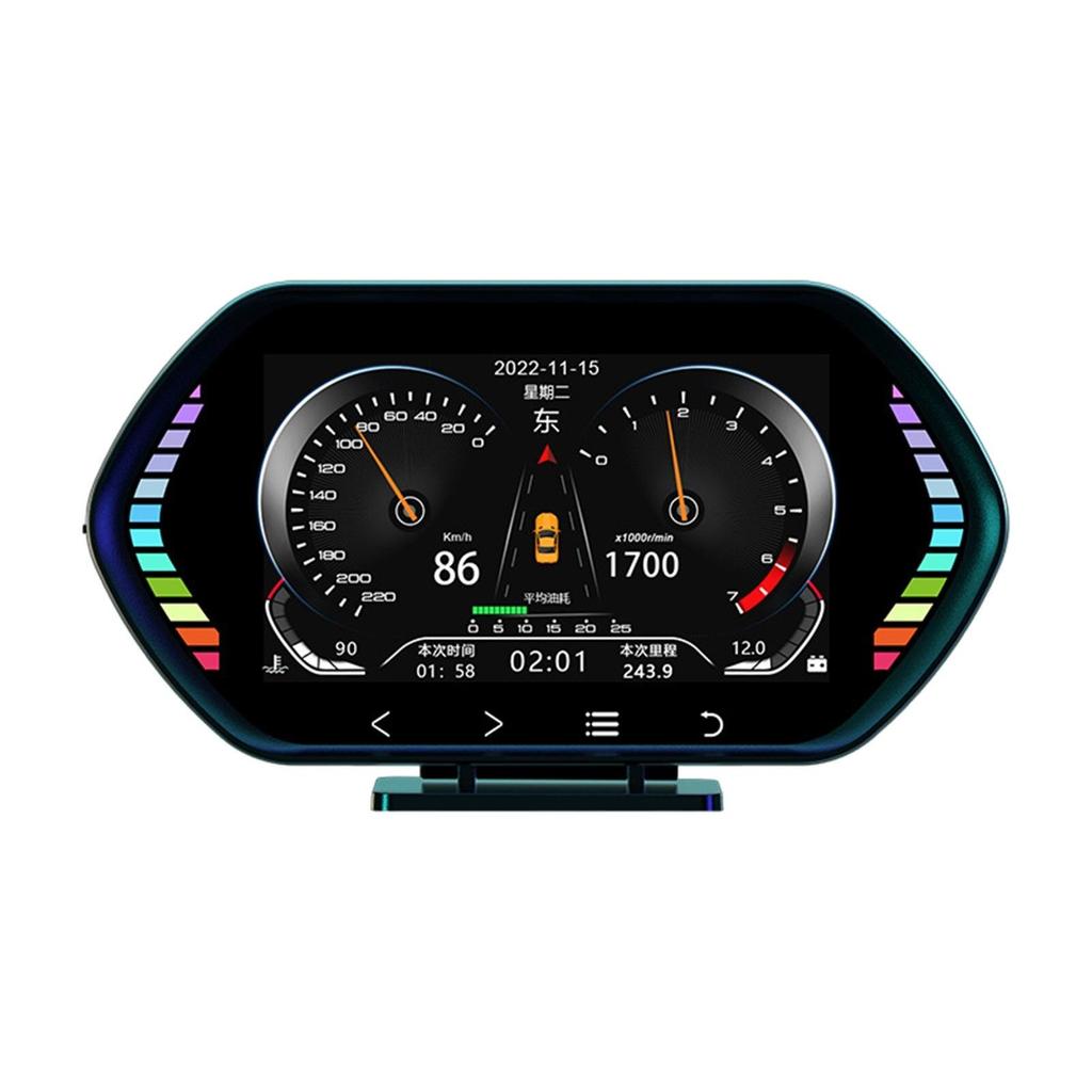 Дисплей датчика OBD2, автомобильный HUD-дисплей, разделение на 360 градусов