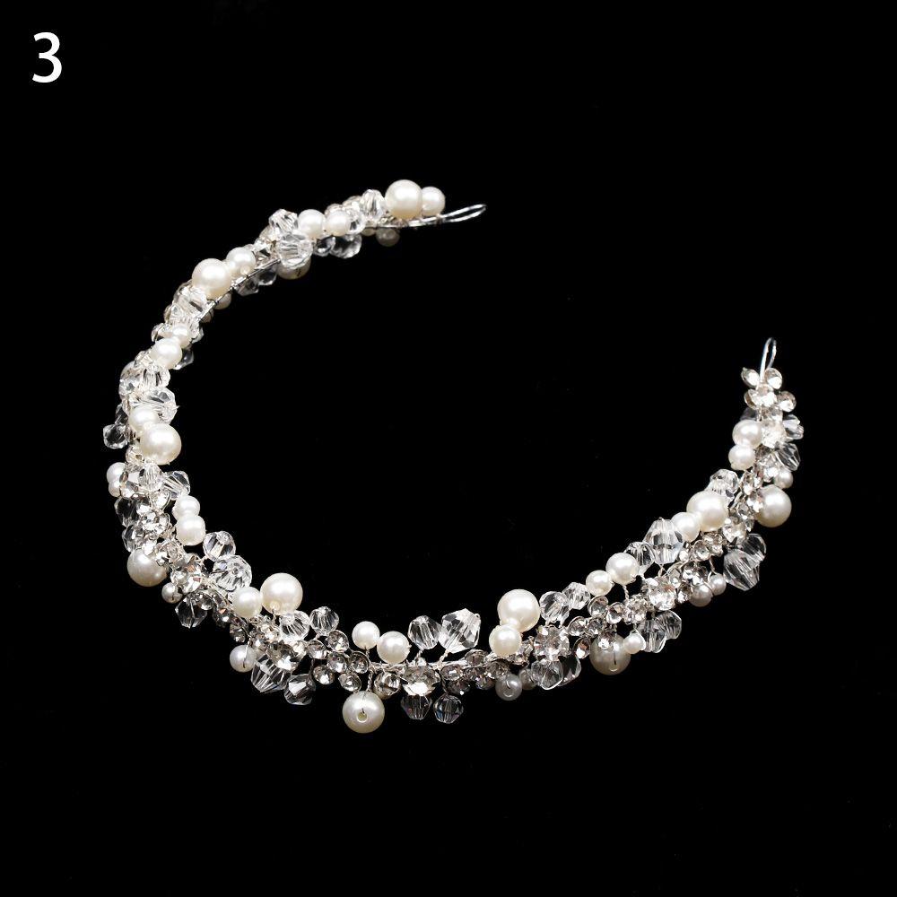 Girls Handmade Tiara Jewelry Rhinestone Headpiece Pearl Head Wear Crystal Headband Bridal Hairpin