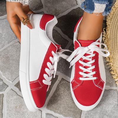 2024 Женская вулканизированная обувь Весна Однотонная женская обувь на шнуровке на плоской подошве с круглым носком для прогулок на открытом воздухе Женская спортивная обувь Zapatos Mujer