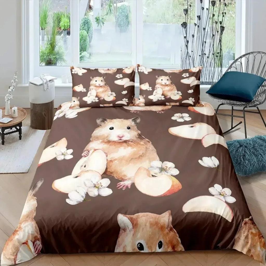 New Guinea Pig Bedding Set Cute Mouse 3D Duvet Cover Animal Comforter Cover for Kids Teen Soft Twin Polyester Quilt Cover