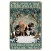 Vintage Cat Lover Metal Wall Art  Once There Was a Girl Who Loved Cats Poster  MidCentury Modern Aesthetic for Home