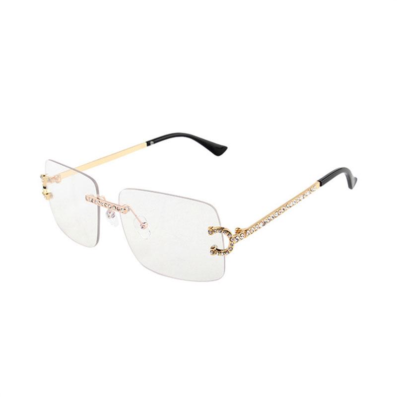 HBK 2023 Rimless Gradient Lenses Diamond Square Sunglasses UV400 Protection Alloy Frames Women