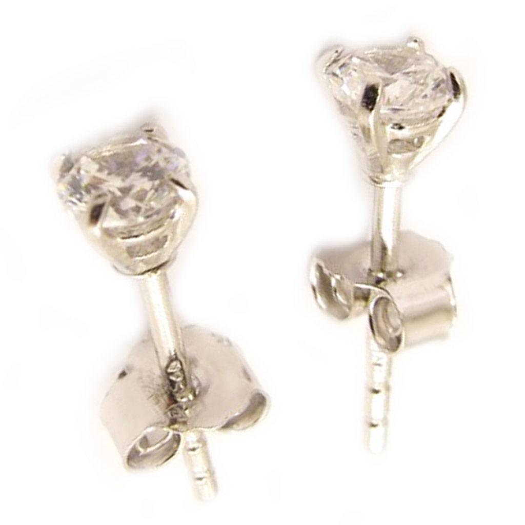 Les Trésors De Lily [L5021] - White 'Essentiel' Silver Earrings 4 Mm